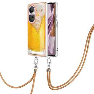 For OPPO Reno10 Pro 5G Global Electroplating Dual-side IMD Phone Case with Lanyard(Draft Beer)