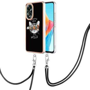 For OPPO A58 4G Electroplating Dual-side IMD Phone Case with Lanyard(Natural Growth)