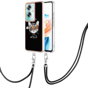 For OPPO A79 5G Global Electroplating Dual-side IMD Phone Case with Lanyard(Natural Growth)
