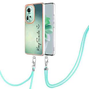 For OPPO Reno11 5G Global Electroplating Dual-side IMD Phone Case with Lanyard(Smile)