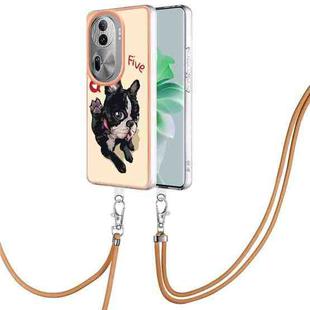 For OPPO Reno11 Pro 5G Global Electroplating Dual-side IMD Phone Case with Lanyard(Lucky Dog)