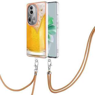 For OPPO Reno11 Pro 5G Global Electroplating Dual-side IMD Phone Case with Lanyard(Draft Beer)