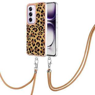 For OPPO Reno12 Pro Global Electroplating Dual-side IMD Phone Case with Lanyard(Leopard Print)