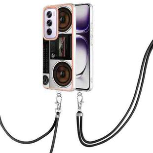 For OPPO Reno12 Pro Global Electroplating Dual-side IMD Phone Case with Lanyard(Retro Radio)