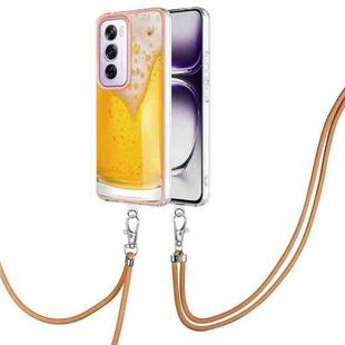 For OPPO Reno12 Pro Global Electroplating Dual-side IMD Phone Case with Lanyard(Draft Beer)