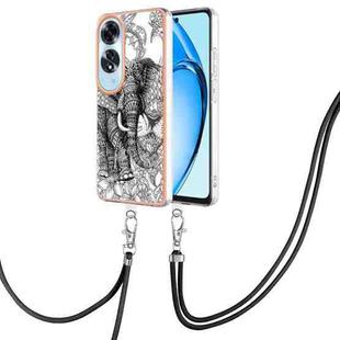 For OPPO A60 Electroplating Dual-side IMD Phone Case with Lanyard(Totem Elephant)