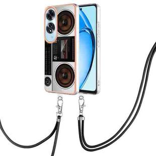 For OPPO A60 Electroplating Dual-side IMD Phone Case with Lanyard(Retro Radio)