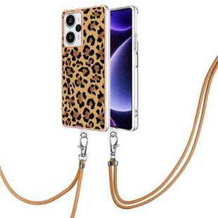 For Xiaomi Poco F5 / Redmi Note 12 Turbo Electroplating Dual-side IMD Phone Case with Lanyard(Leopard Print)
