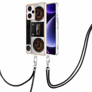 For Xiaomi Poco F5 / Redmi Note 12 Turbo Electroplating Dual-side IMD Phone Case with Lanyard(Retro Radio)