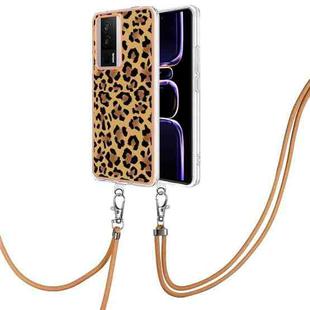For Xiaomi Poco F5 Pro 5G / Redmi K60 Electroplating Dual-side IMD Phone Case with Lanyard(Leopard Print)
