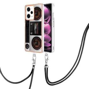 For Xiaomi Redmi Note 12 Pro 5G Global Electroplating Dual-side IMD Phone Case with Lanyard(Retro Radio)