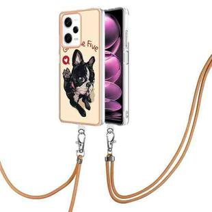 For Xiaomi Redmi Note 12 Pro 5G Global Electroplating Dual-side IMD Phone Case with Lanyard(Lucky Dog)