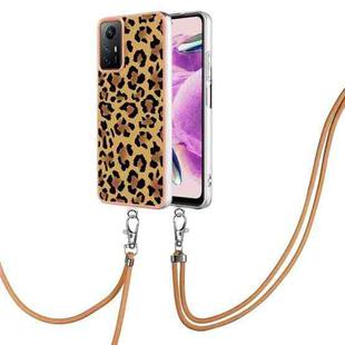 For Xiaomi Redmi Note 12S 4G Electroplating Dual-side IMD Phone Case with Lanyard(Leopard Print)