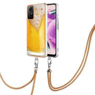 For Xiaomi Redmi Note 12S 4G Electroplating Dual-side IMD Phone Case with Lanyard(Draft Beer)