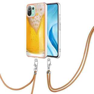 For Xiaomi Mi 11 Lite Electroplating Dual-side IMD Phone Case with Lanyard(Draft Beer)