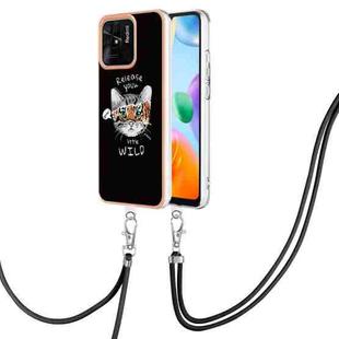 For Xiaomi Redmi 10C Electroplating Dual-side IMD Phone Case with Lanyard(Natural Growth)