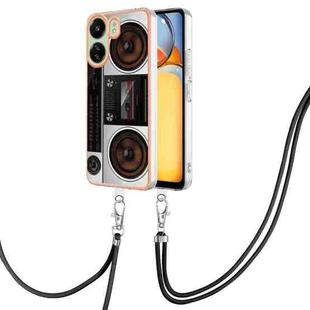 For Xiaomi Redmi 13C 4G Electroplating Dual-side IMD Phone Case with Lanyard(Retro Radio)