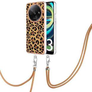 For Xiaomi Redmi A3 Electroplating Dual-side IMD Phone Case with Lanyard(Leopard Print)