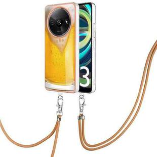For Xiaomi Redmi A3 Electroplating Dual-side IMD Phone Case with Lanyard(Draft Beer)