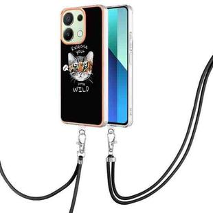 For Xiaomi Redmi Note 13 4G Global Electroplating Dual-side IMD Phone Case with Lanyard(Natural Growth)