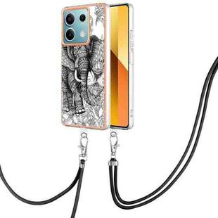 For Xiaomi Redmi Note 13 5G Global Electroplating Dual-side IMD Phone Case with Lanyard(Totem Elephant)