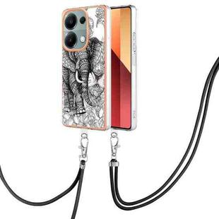 For Xiaomi Redmi Note 13 Pro 4G Global Electroplating Dual-side IMD Phone Case with Lanyard(Totem Elephant)