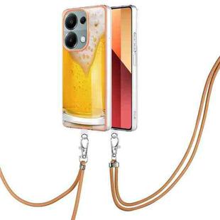 For Xiaomi Redmi Note 13 Pro 4G Global Electroplating Dual-side IMD Phone Case with Lanyard(Draft Beer)