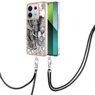 For Xiaomi Redmi Note 13 Pro 5G Global Electroplating Dual-side IMD Phone Case with Lanyard(Totem Elephant)