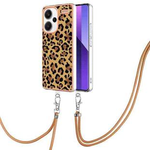 For Xiaomi Redmi Note 13 Pro+ 5G Electroplating Dual-side IMD Phone Case with Lanyard(Leopard Print)