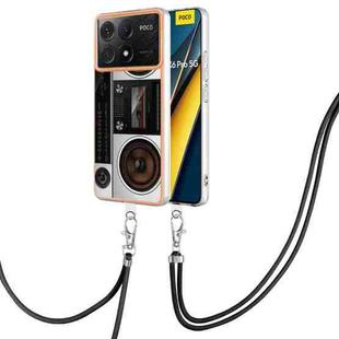 For Xiaomi Poco X6 Pro Electroplating Dual-side IMD Phone Case with Lanyard(Retro Radio)