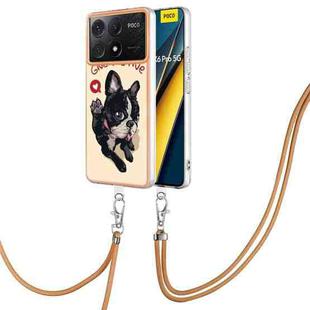 For Xiaomi Poco X6 Pro Electroplating Dual-side IMD Phone Case with Lanyard(Lucky Dog)