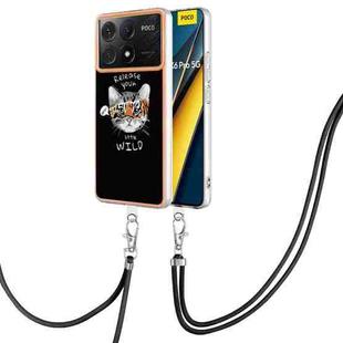 For Xiaomi Redmi K70E Electroplating Dual-side IMD Phone Case with Lanyard(Natural Growth)