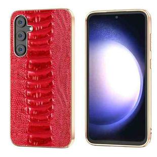 For Samsung Galaxy S23 FE 5G Genuine Leather Weilai Series Nano Electroplating Phone Case(Red)