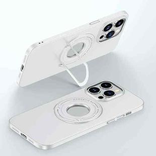 For iPhone 15 Pro Max Matte Magsafe Magnetic Phone Case with Trolley Holder(White)