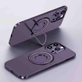 For iPhone 15 Pro Matte Magsafe Magnetic Phone Case with Trolley Holder(Night Purple)