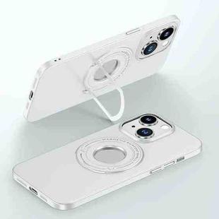 For iPhone 15 Plus Matte Magsafe Magnetic Phone Case with Trolley Holder(White)