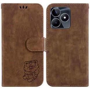 For Realme C53 / Narzo N53 Little Tiger Embossed Leather Phone Case(Brown)