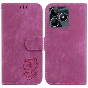 For Realme C53 / Narzo N53 Little Tiger Embossed Leather Phone Case(Rose Red)