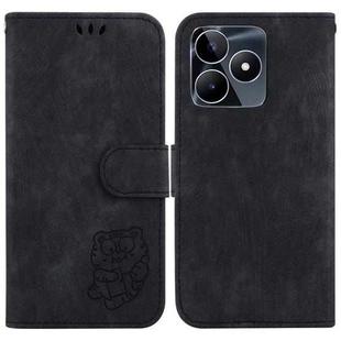 For Realme C53 / Narzo N53 Little Tiger Embossed Leather Phone Case(Black)