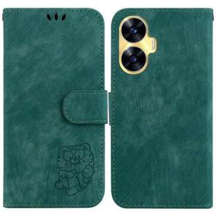 For Realme C55 Little Tiger Embossed Leather Phone Case(Green)