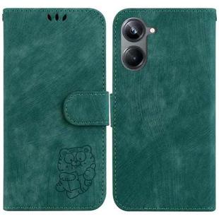 For Realme 10 Pro 5G Little Tiger Embossed Leather Phone Case(Green)