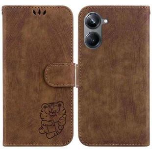 For Realme 10 Pro 5G Little Tiger Embossed Leather Phone Case(Brown)