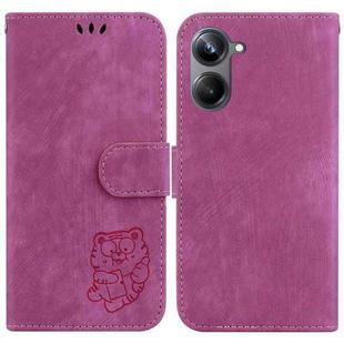 For Realme 10 Pro 5G Little Tiger Embossed Leather Phone Case(Rose Red)