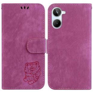 For Realme 10 4G Little Tiger Embossed Leather Phone Case(Rose Red)