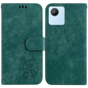 For Realme C30 / C30s / Narzo 50i Little Tiger Embossed Leather Phone Case(Green)