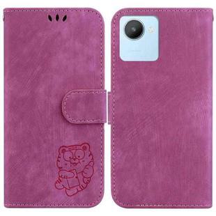 For Realme C30 / C30s / Narzo 50i Little Tiger Embossed Leather Phone Case(Rose Red)