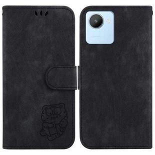 For Realme C30 / C30s / Narzo 50i Little Tiger Embossed Leather Phone Case(Black)