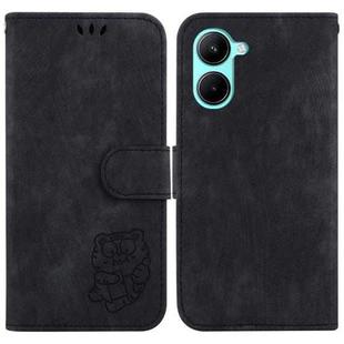 For Realme C33 Little Tiger Embossed Leather Phone Case(Black)