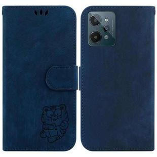 For Realme C31 Little Tiger Embossed Leather Phone Case(Dark Blue)