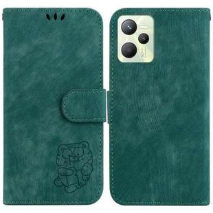 For Realme C35 Little Tiger Embossed Leather Phone Case(Green)
